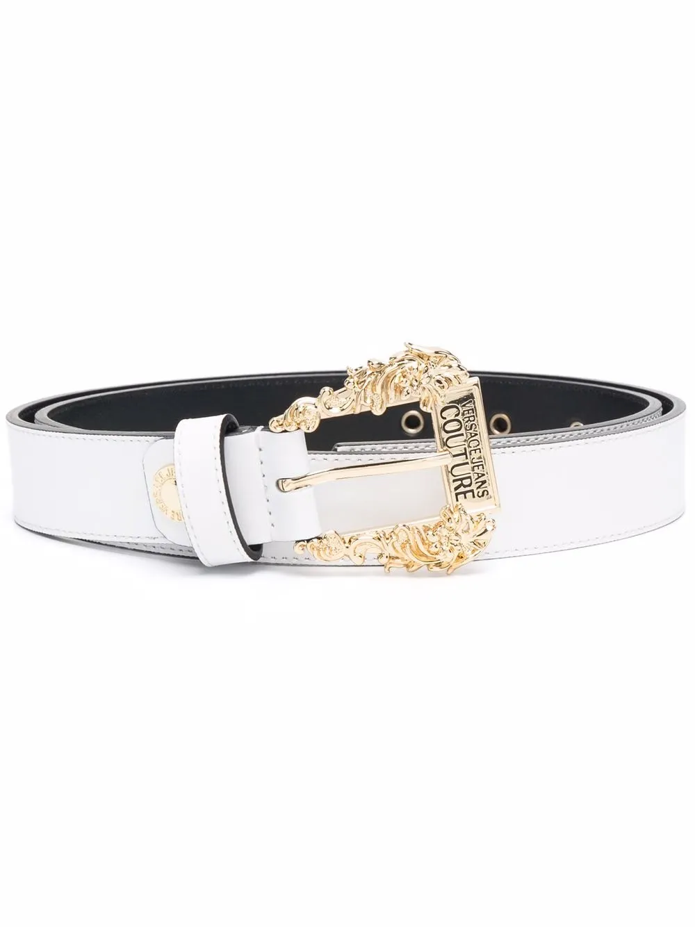 

Versace Jeans Couture Elegant Buckle Baroque Belt - White