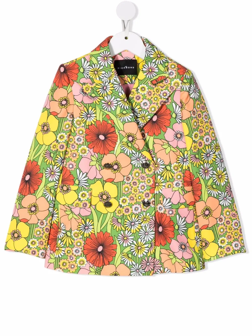 

John Richmond Junior floral-print double-breasted blazer - Yellow