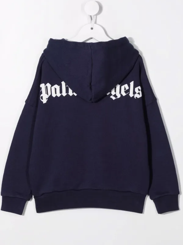 Palm Angels Kids logo-print Hoodie Blue FARFETCH PH