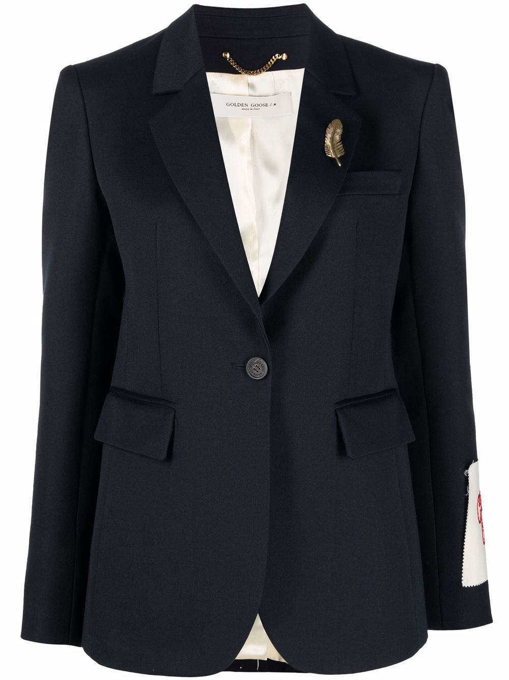 logo-patch single-breasted blazer