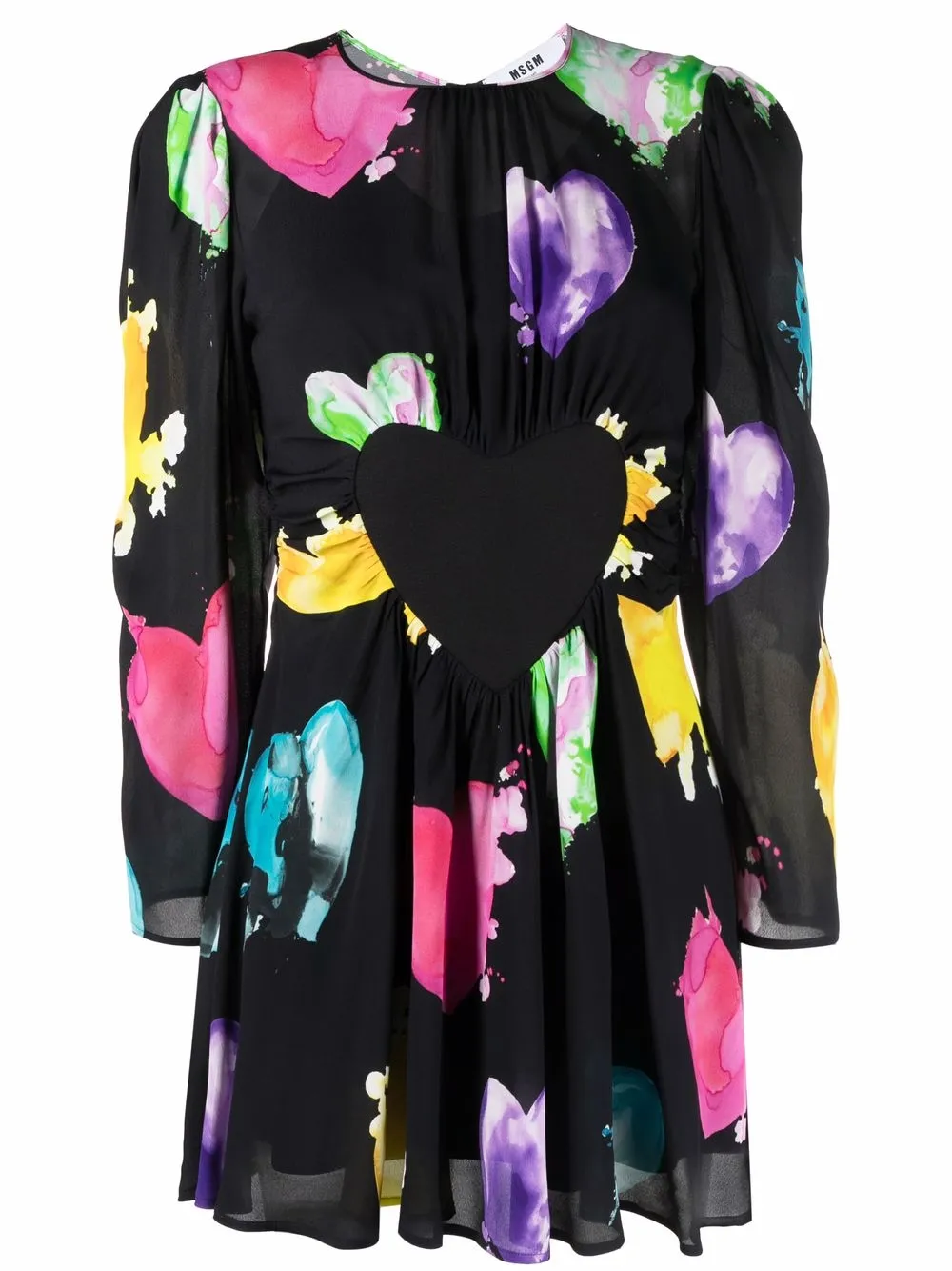 

MSGM vestido corto con corazones estampados - Negro