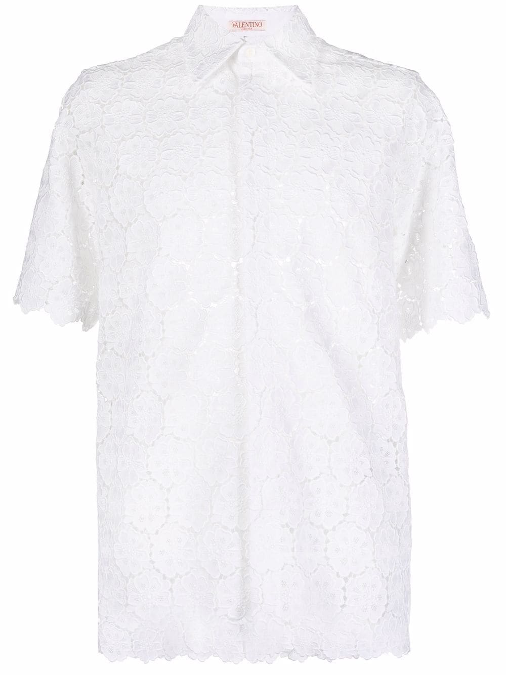 Shop Valentino Embroidered-design Short-sleeve Shirt In White