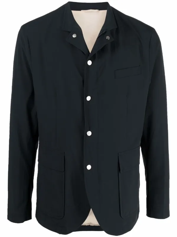 Eleventy Single-breasted Long-sleeve Jacket in Blue