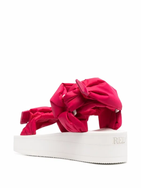 red flatform sandals