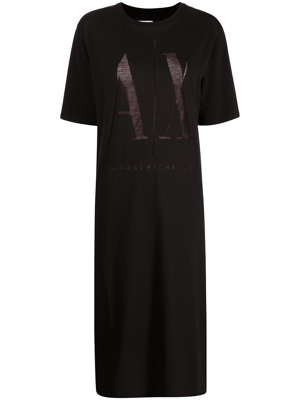 Armani Exchange Logo-print T-shirt Dress In Black