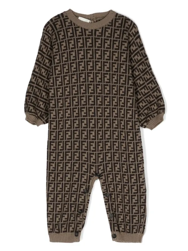 Fendi Kids FF-logo Knitted Pajamas Brown FARFETCH PH