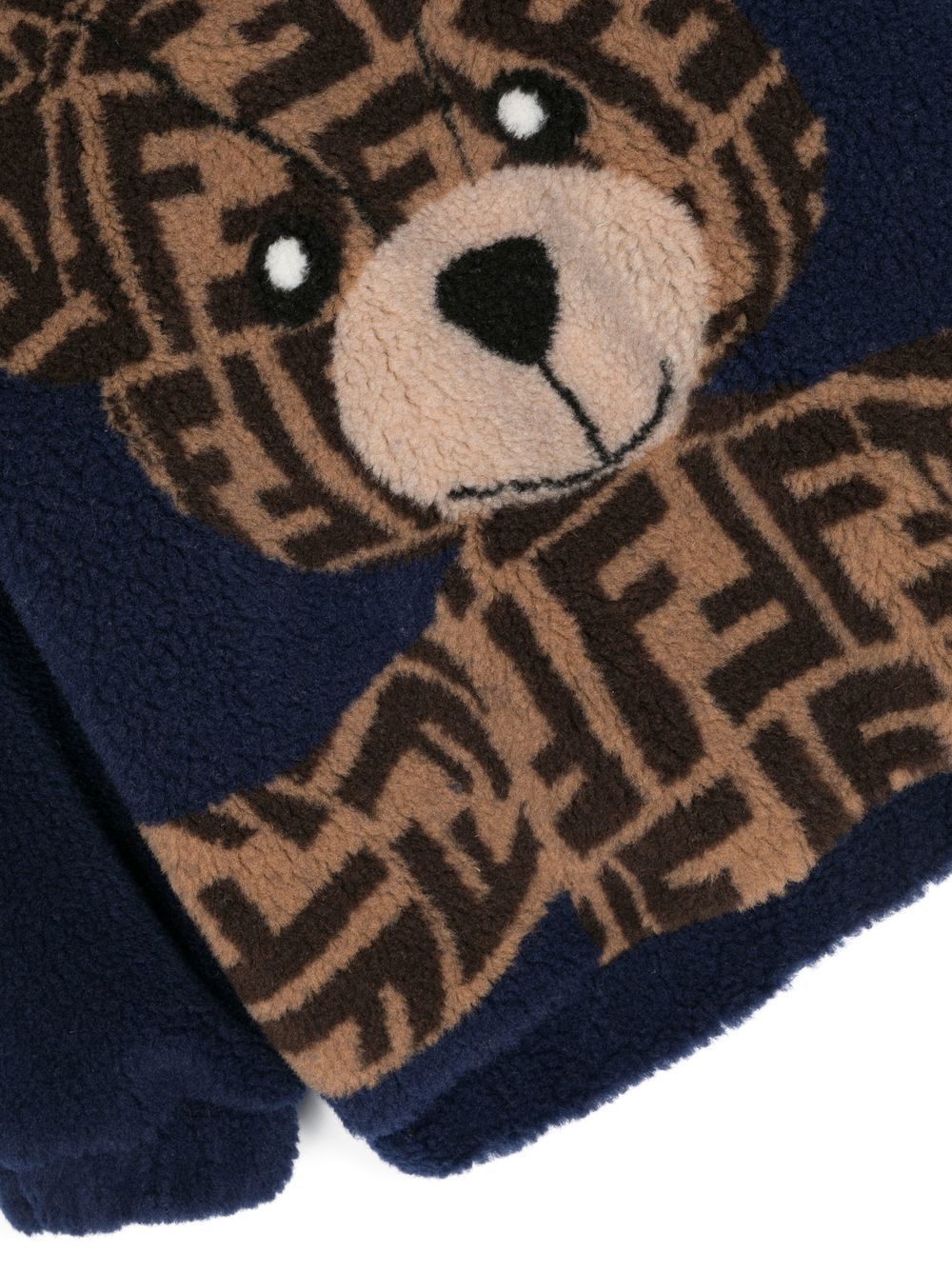 Shop Fendi Ff-print Teddy-motif Fleece Sweatshirt In Blue