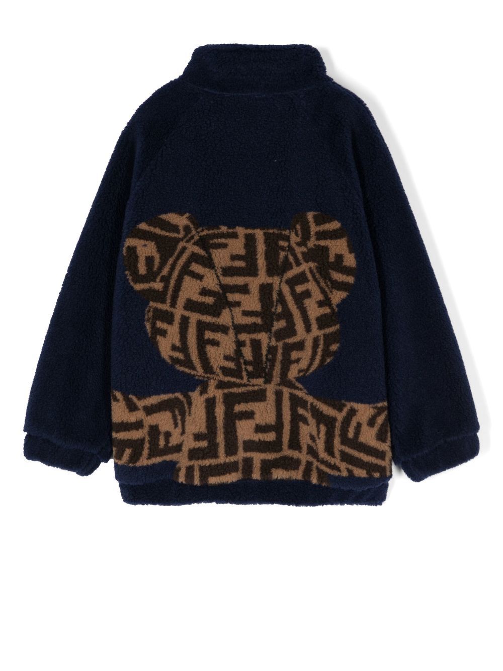 Shop Fendi Ff-print Teddy-motif Fleece Sweatshirt In Blue