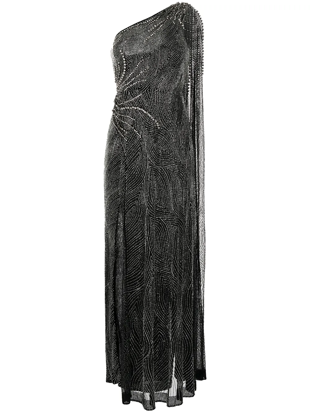 

Rachel Gilbert bead-embellished drape-detail gown - Black