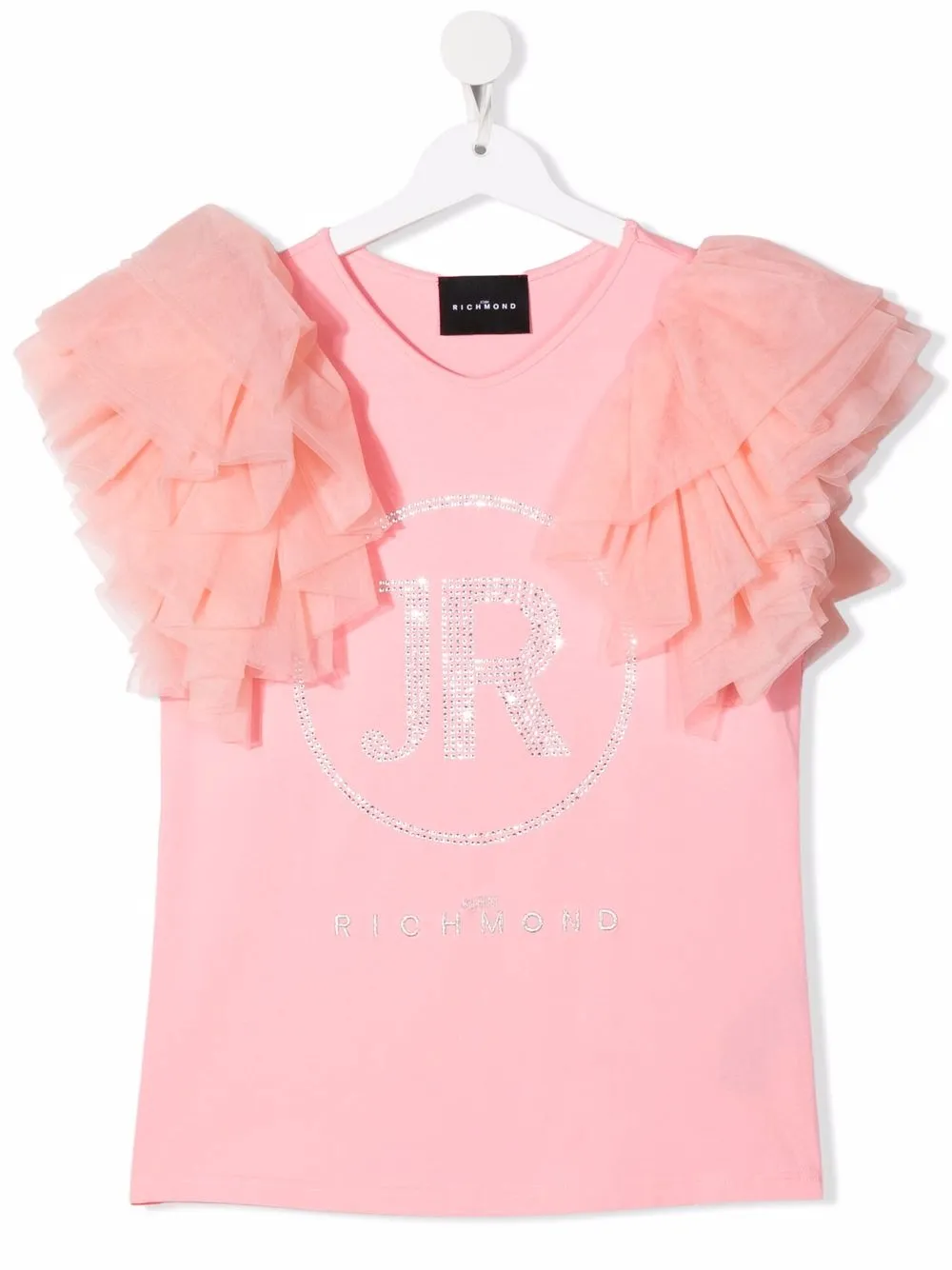 

John Richmond Junior TEEN gem-logo ruffled T-shirt - Pink