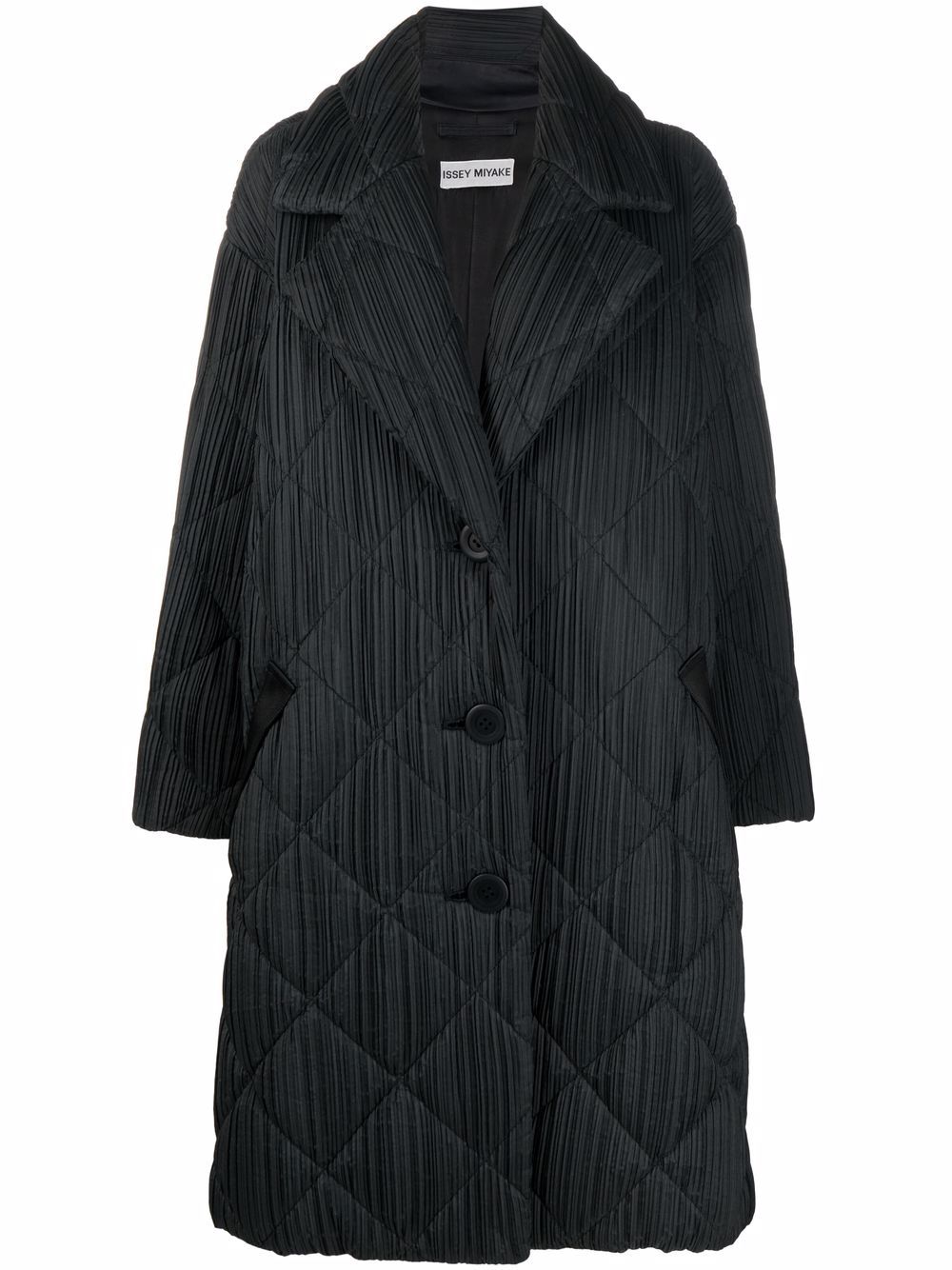 Pre-owned Issey Miyake 1990s Plissé-effect Padded Coat In Black