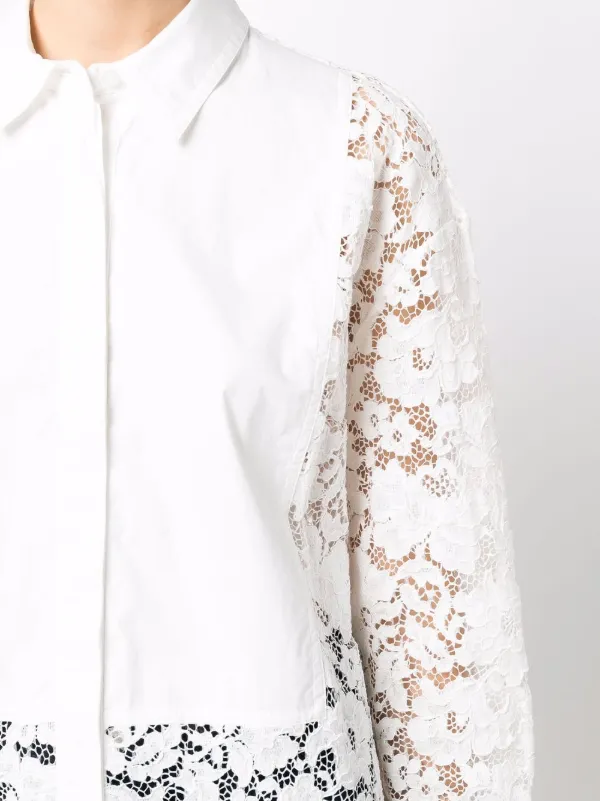 Lace contrast-bib Shirt - Farfetch