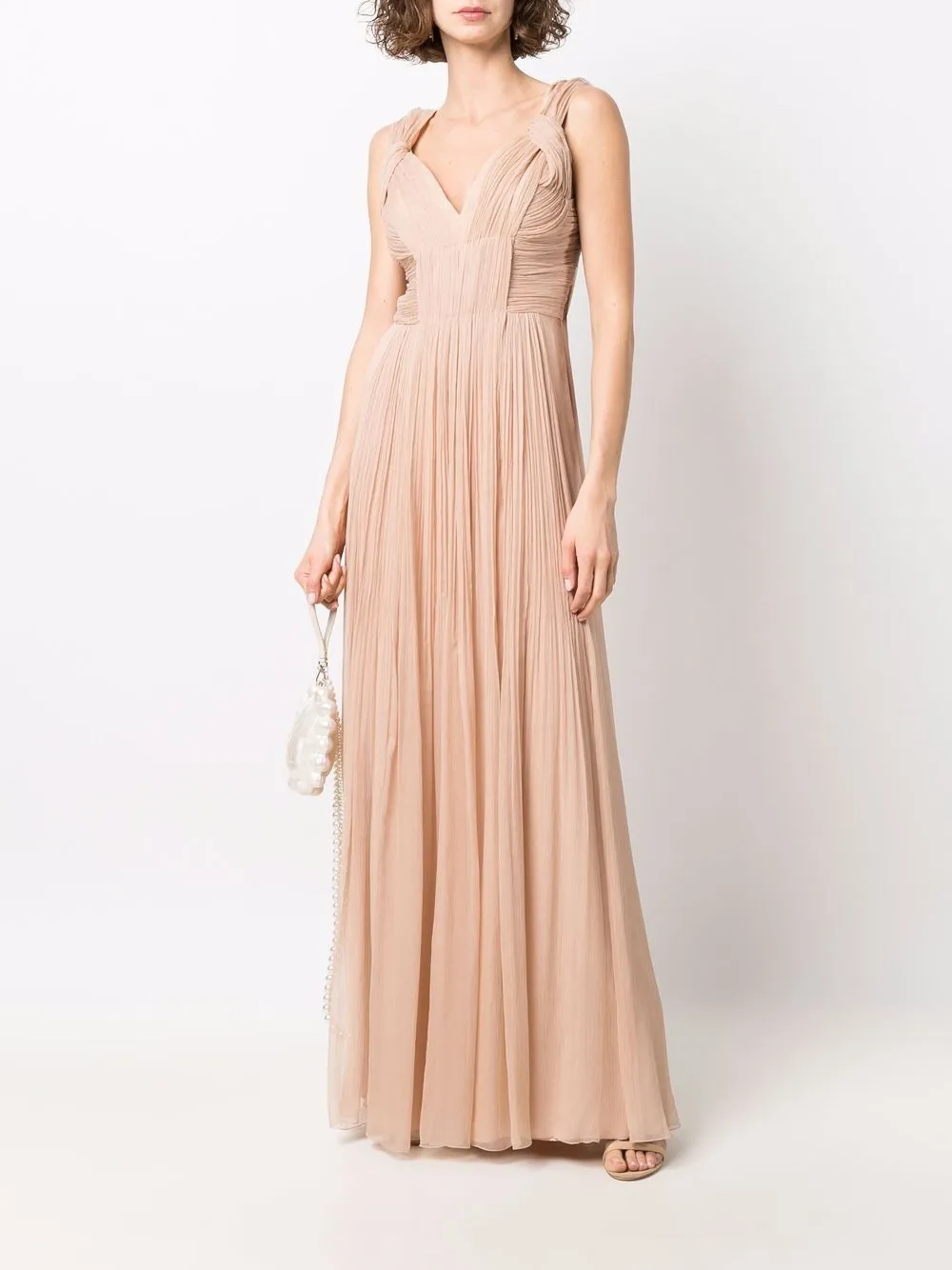 Image 2 of Alberta Ferretti sleeveless gathered evening dress