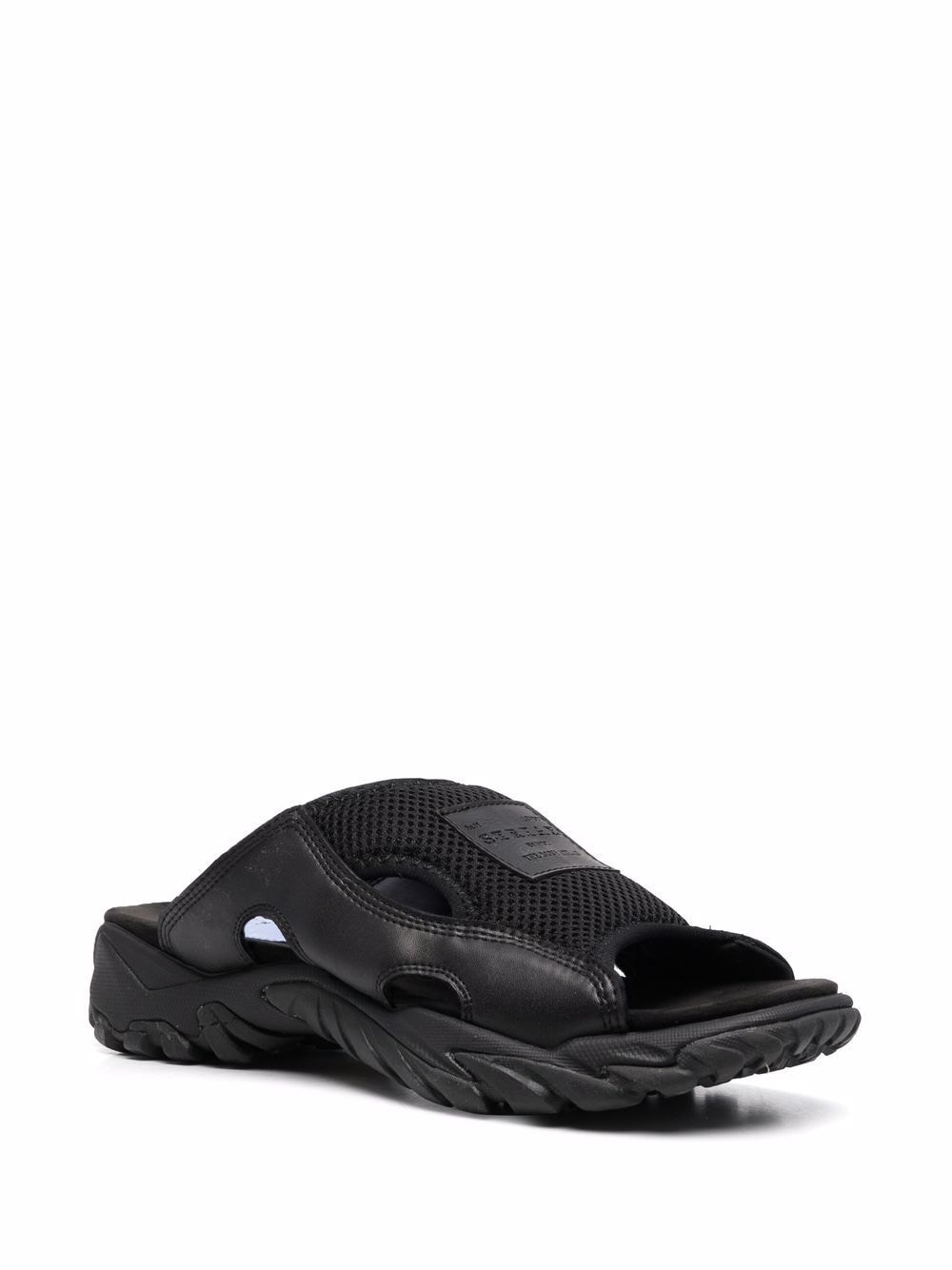 MCQ Striae leren slippers - Zwart