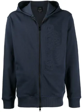 Armani Exchange debossed-logo zip-up Hoodie - Farfetch