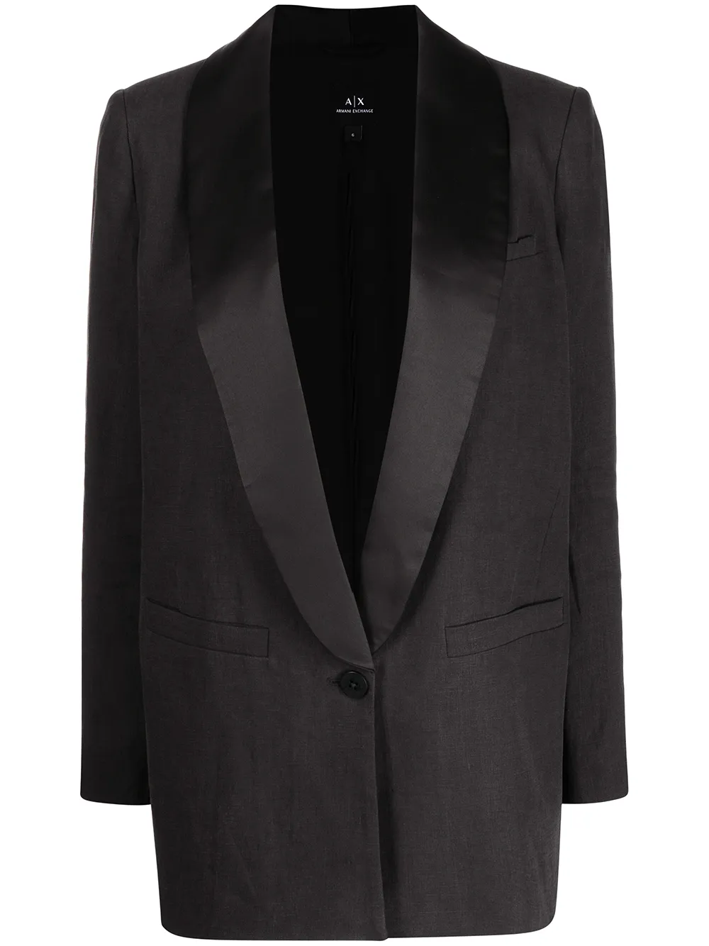 

Armani Exchange narrow-lapel detail blazer - Black