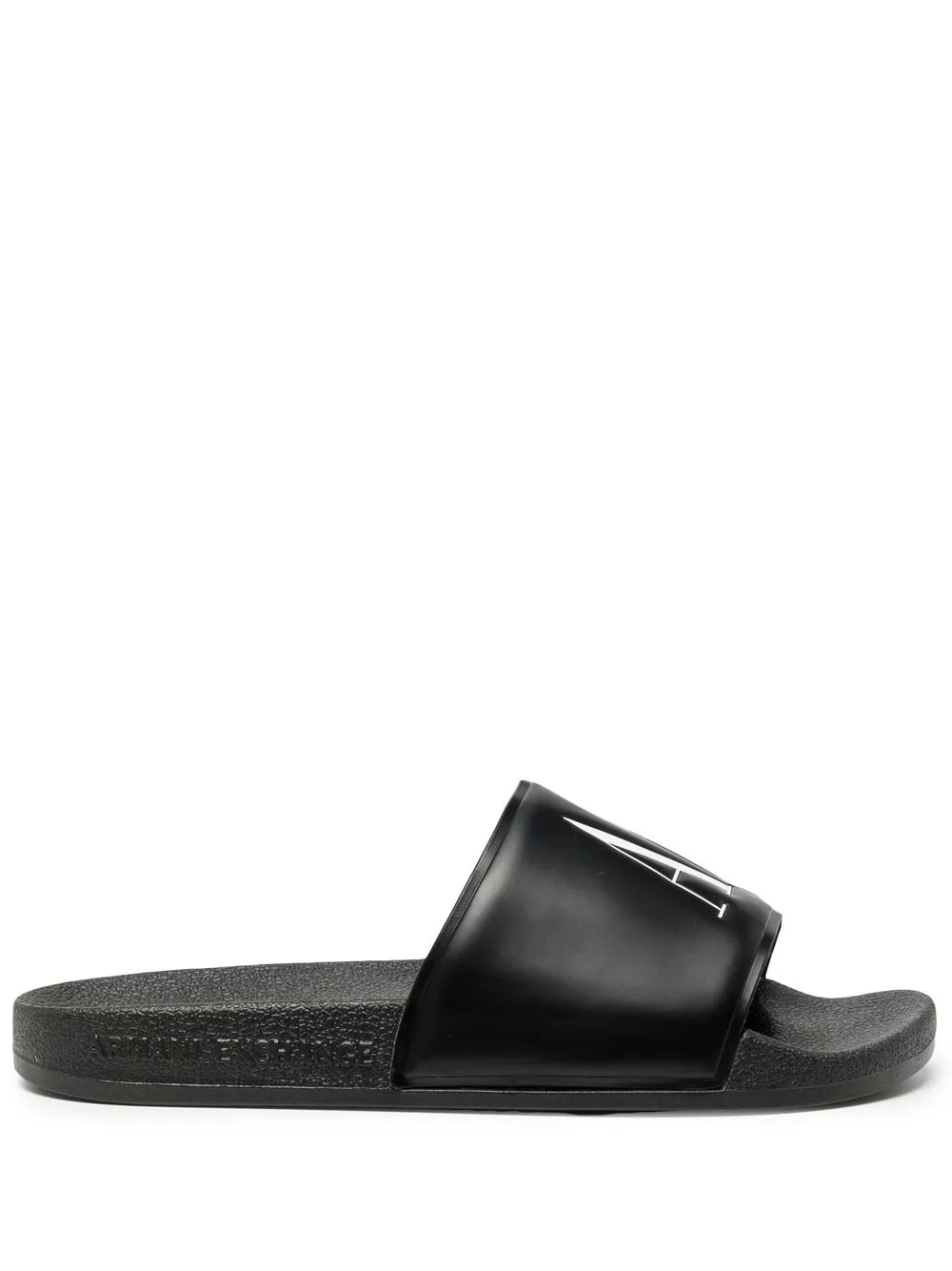 Armani Exchange Logo Print Sliders In Black