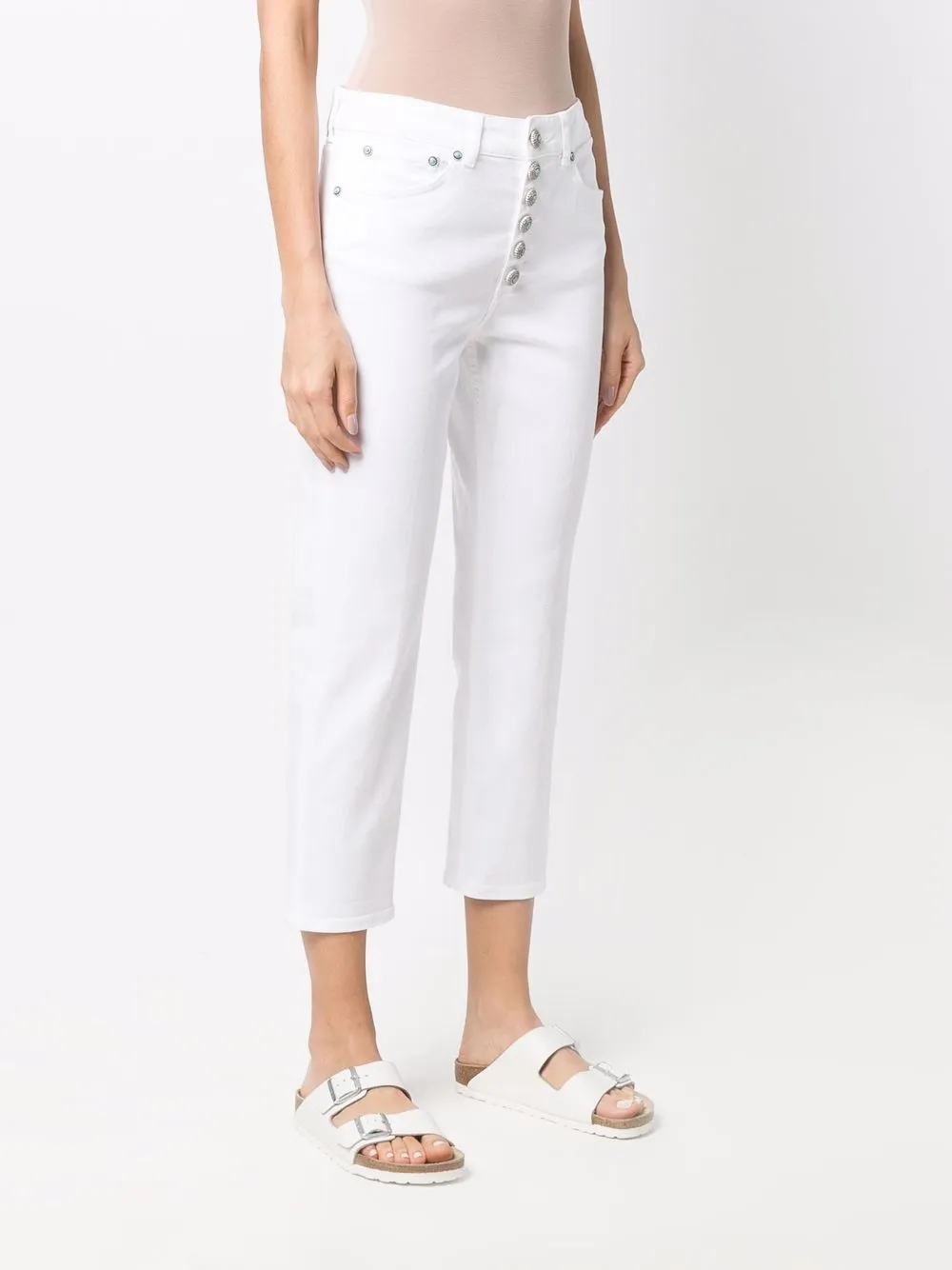  Dondup Cropped Denim Jeans - White 
