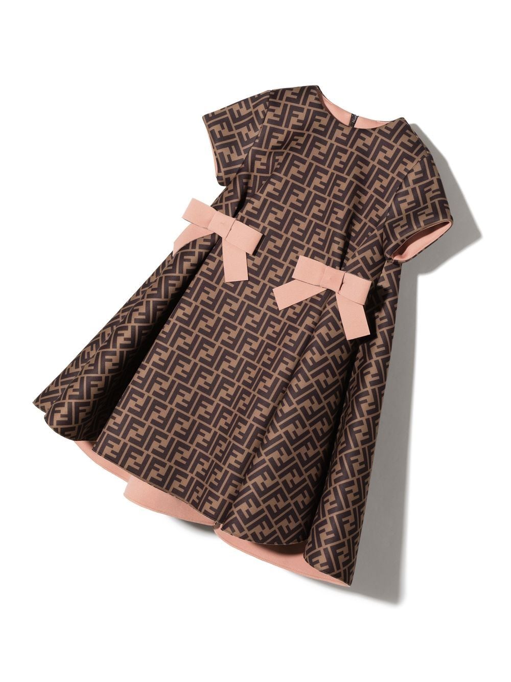 Shop Fendi Monogram-pattern Short-sleeve Dress In Black