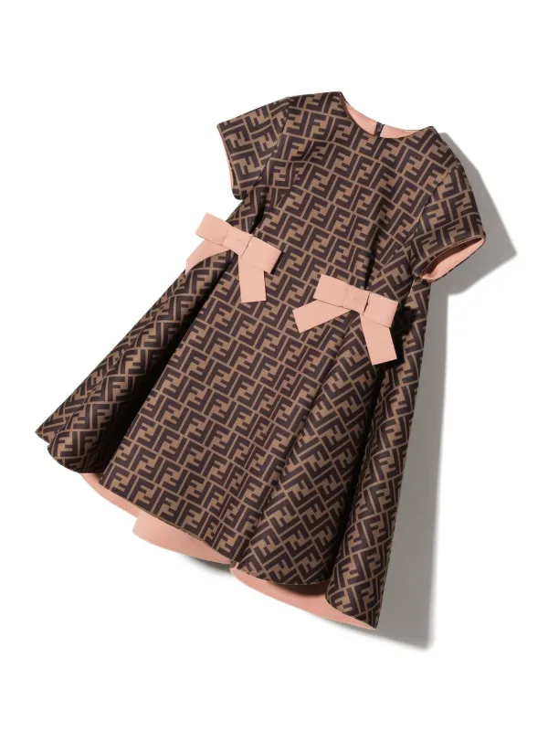 Fendi Kids monogram-pattern short-sleeve Dress | Black