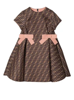 Fendi Kids モノグラム ワンピース | ブラウン | FARFETCH JP