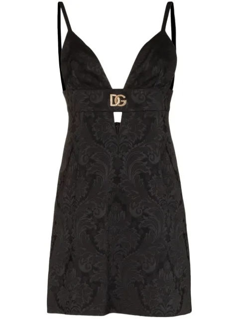 Dolce & Gabbana DG plaque brocade mini dress