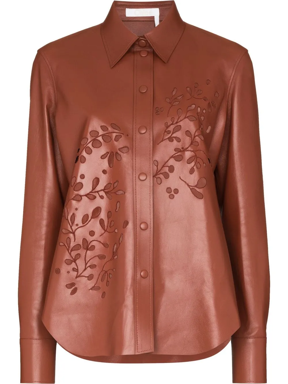 

Chloé cut-away lace detail leather shirt - Brown