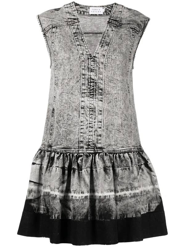 Tanya Taylor acid-wash Denim Mini Dress 