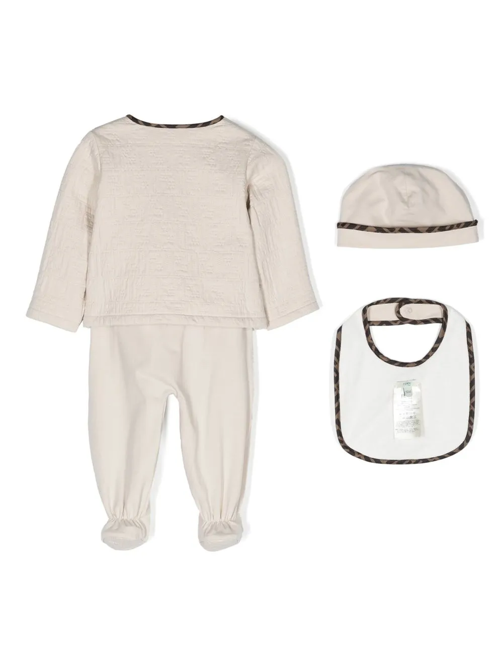  Fendi Kids Ff Quilted Babygrow Set - Neutrals 