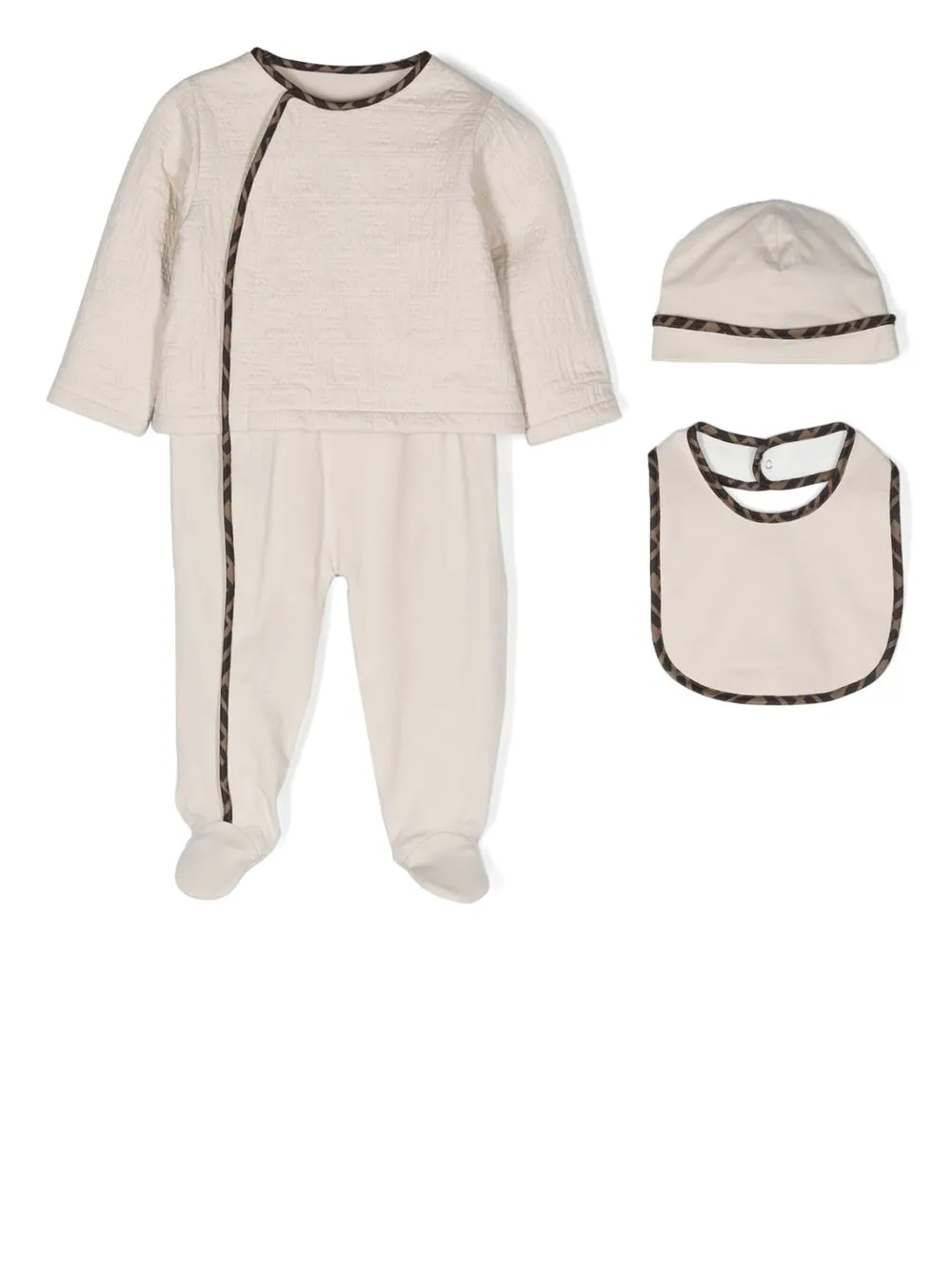 Fendi Kids Strampler-Set mit FF-Steppung - Nude