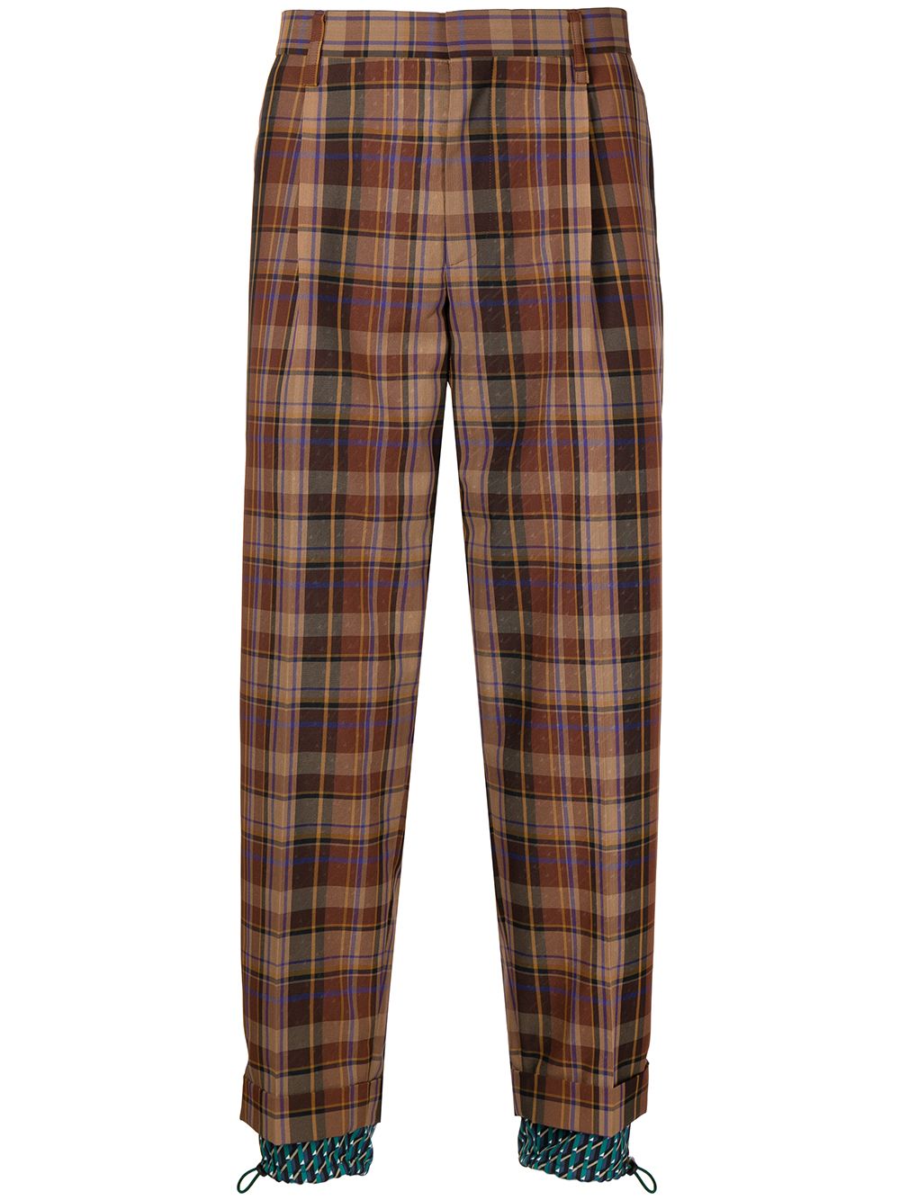 фото Kolor tartan-print cropped trousers