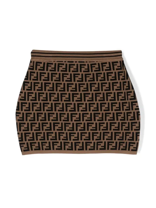 Fendi Kids モノグラム ニット ミニスカート | ブラウン | FARFETCH JP
