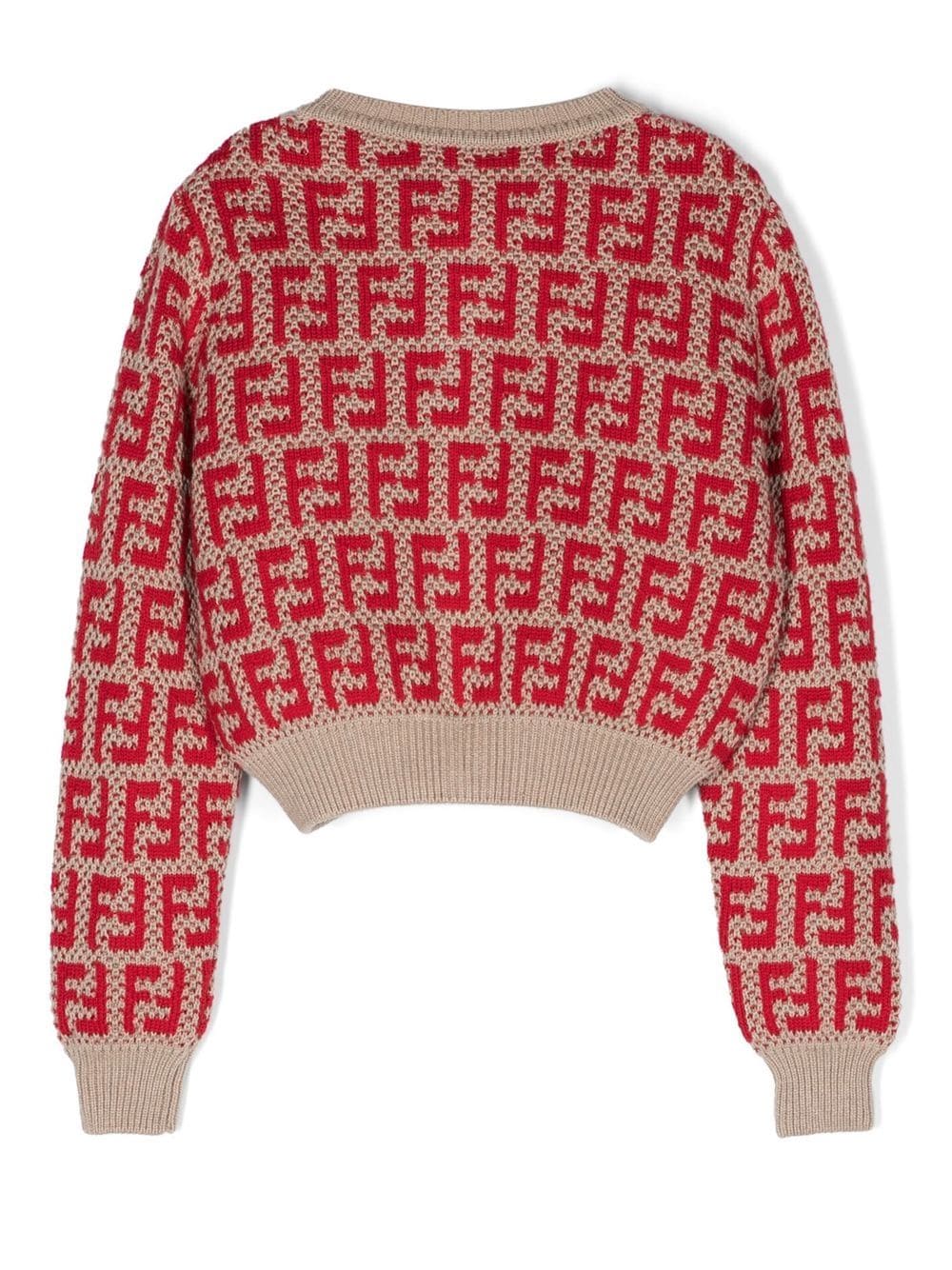 Shop Fendi Monogram Top And Cardigan Twinset In Red