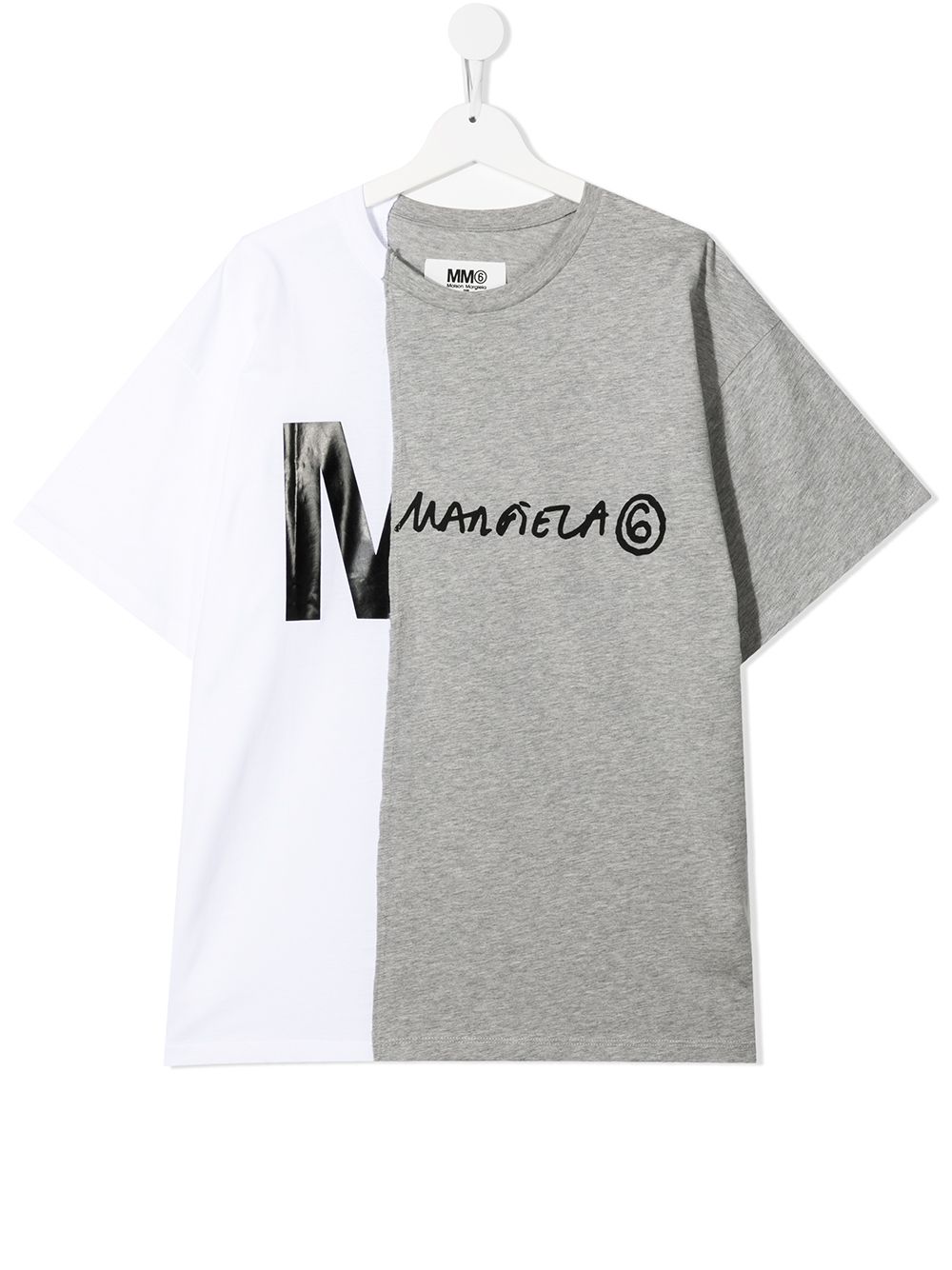 фото Mm6 maison margiela kids футболка в стиле колор-блок с логотипом
