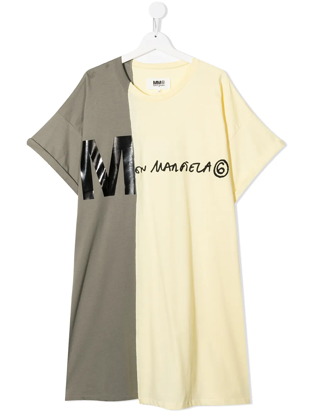 

MM6 Maison Margiela Kids colour-block logo-print T-shirt - Yellow