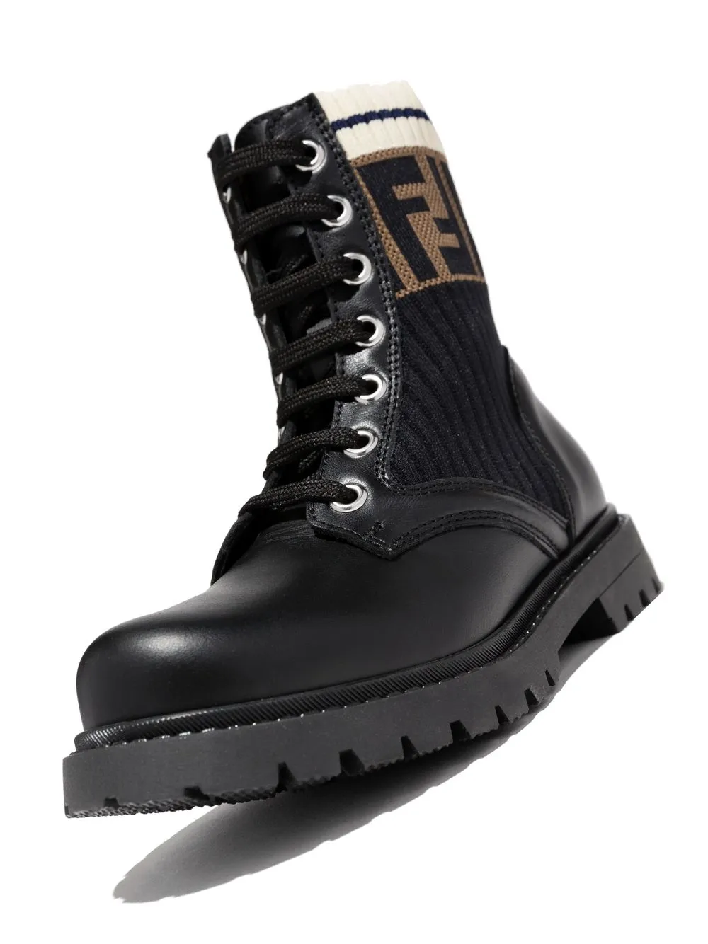 Shop Fendi Ff Lace-up Boots In Black