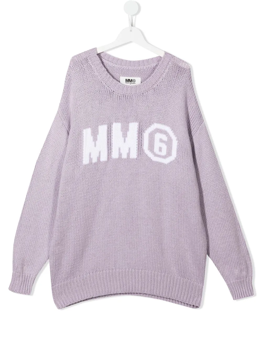 

MM6 Maison Margiela Kids TEEN logo-intarsia knit jumper - Purple