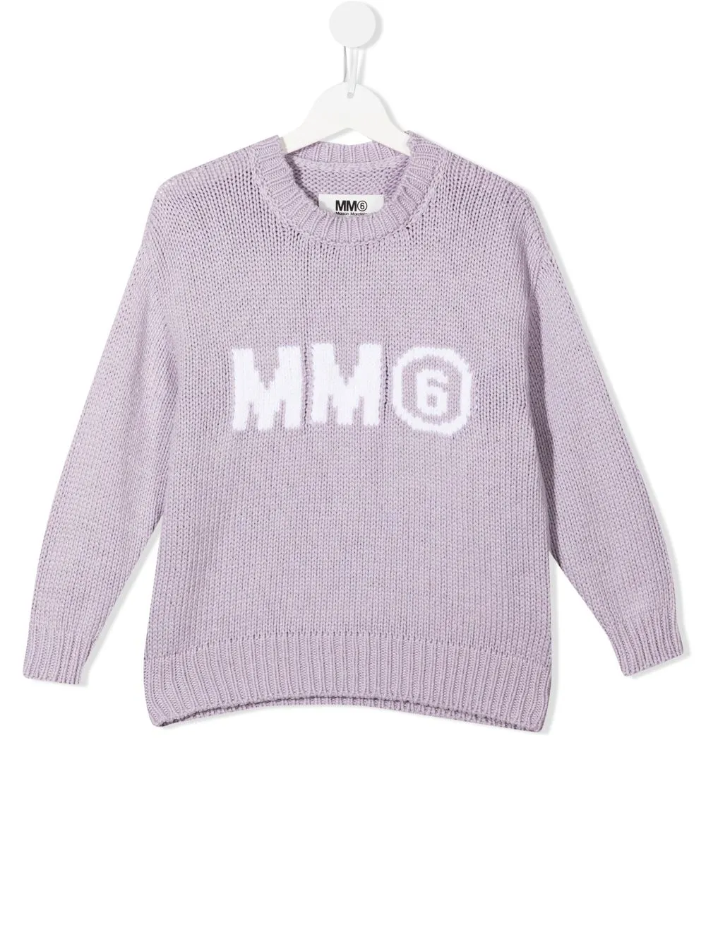

MM6 Maison Margiela Kids logo-intarsia knit jumper - Purple