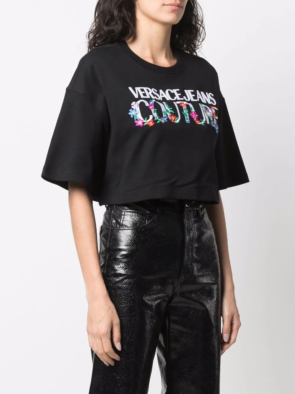 фото Versace jeans couture укороченная футболка с логотипом