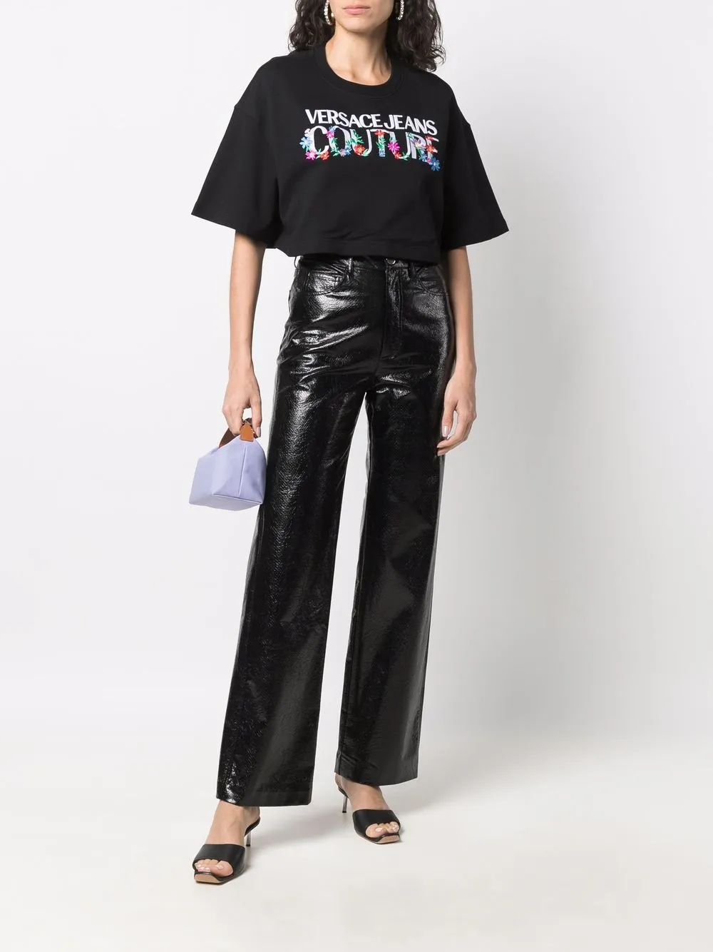 фото Versace jeans couture укороченная футболка с логотипом