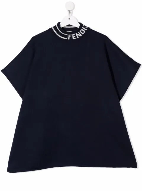 Fendi Kids logo-print neckline T-shirt