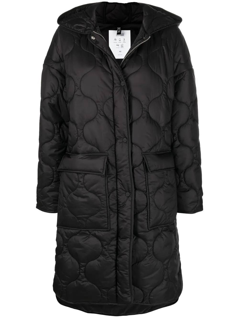 

Closed quilted hooded coat - Black