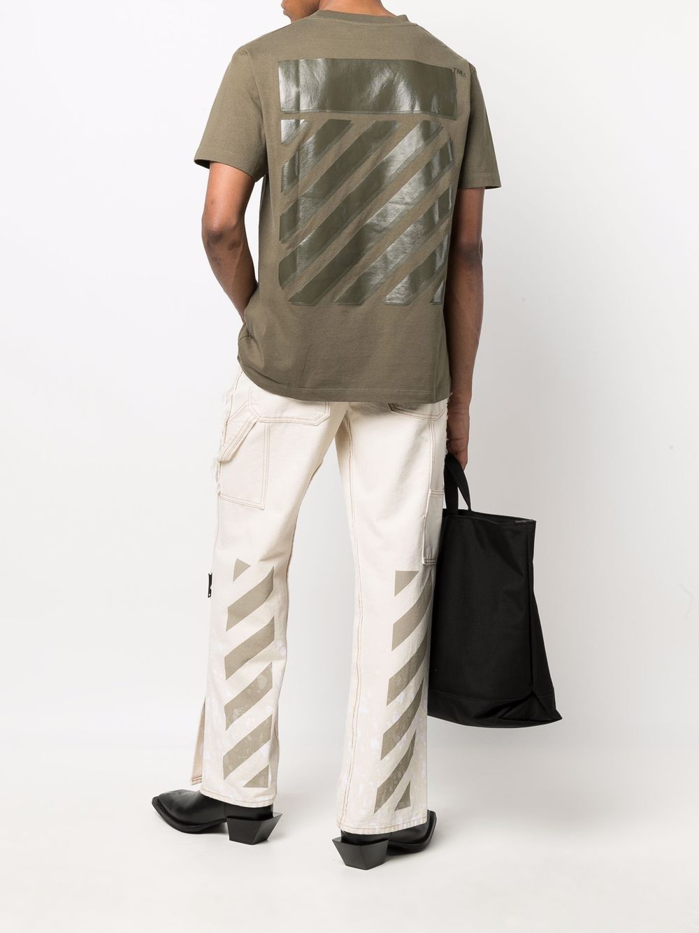 Off-White T-shirt met logoprint - Groen