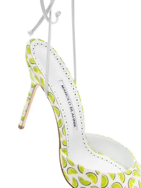 Manolo Blahnik Jada lemon-print 105mm Sandals - Farfetch