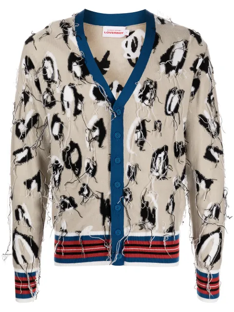 Charles Jeffrey Loverboy كارديغان ممزق بطبعة تجريدية