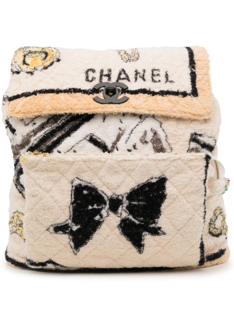 HOT SALE CHANEL 1992 quilted towelling backpack Women