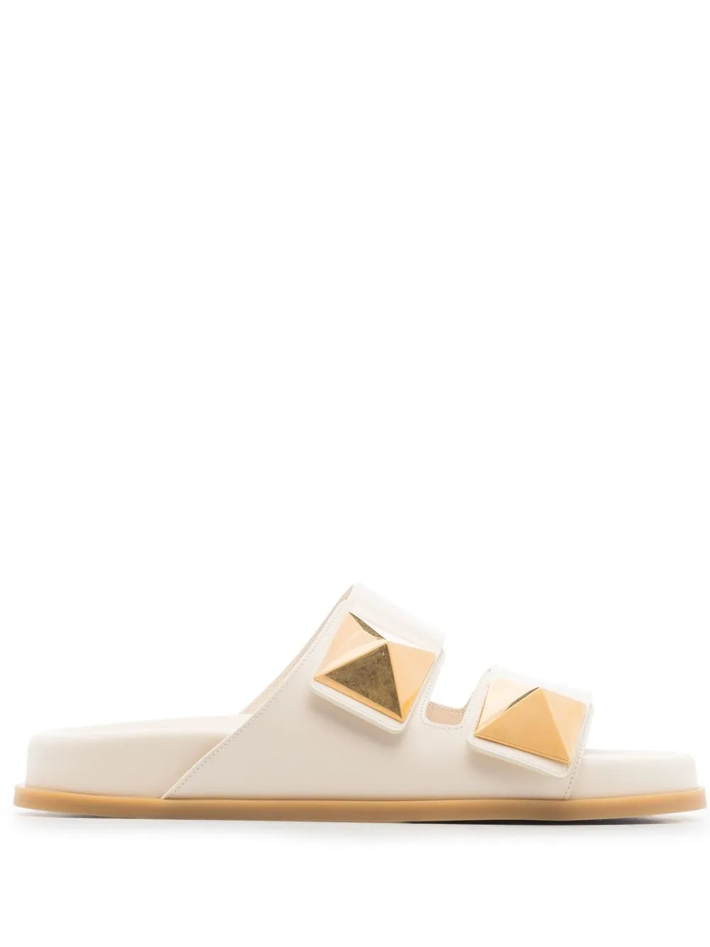 

Valentino Garavani Roman Stud double-strap slide sandals - White