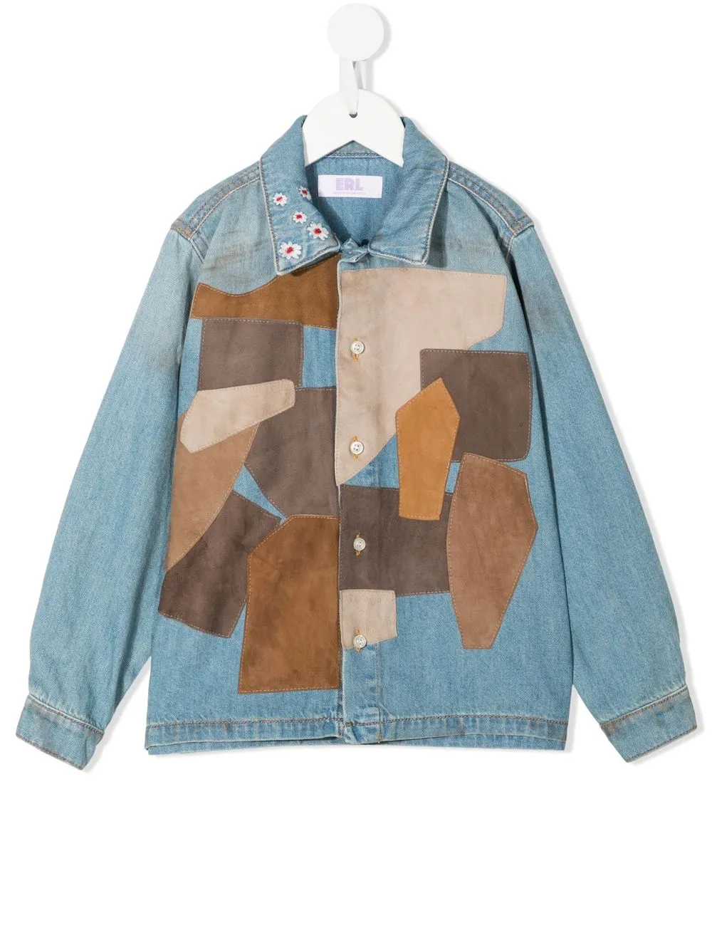 

ERL KIDS patchwork denim shirt - Multicolour