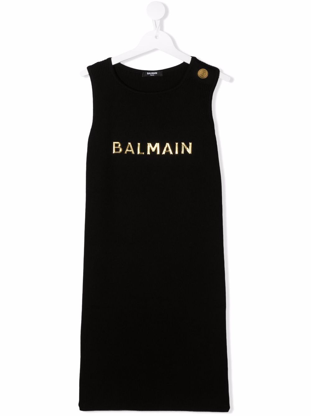 Balmain Kids TEEN logo-print sleeveless dress - Black