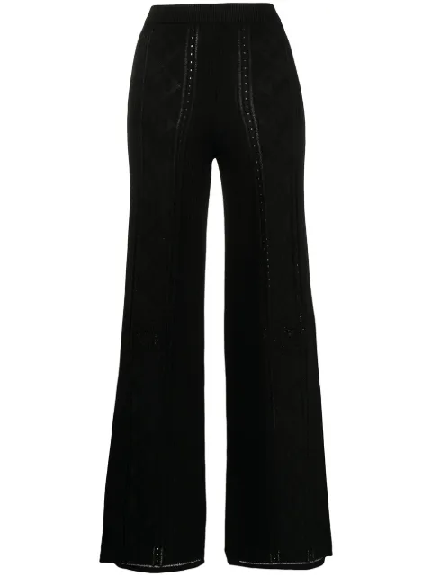 Marine Serre Crescent Moon-pattern wide-leg trousers